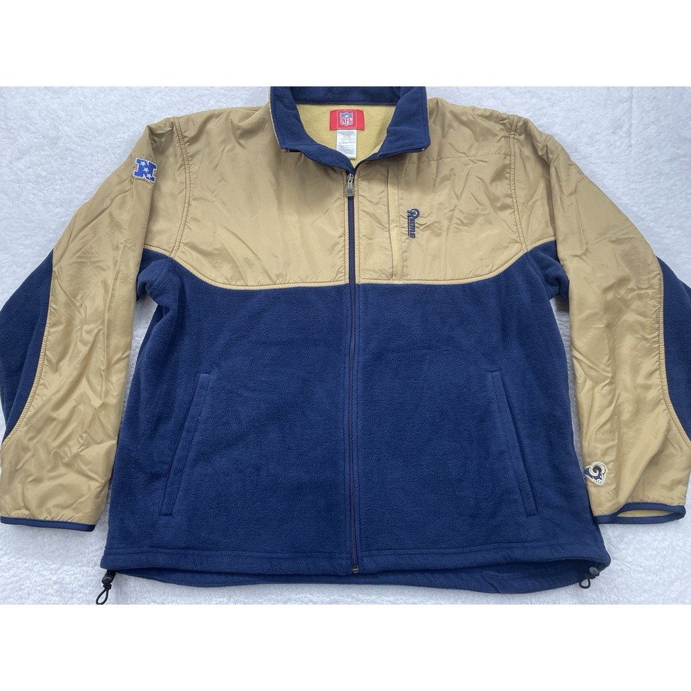 NFL Y2K VTG ST Louis Rams Football Full Zip Embroidered 1/4 Zip Fleece Jacket XL